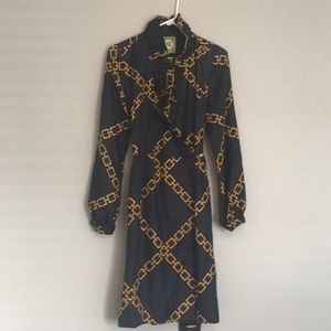 Women’s Black Chain-Print Shirt Dress